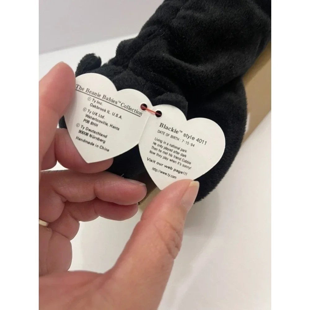 Ty Beanie Babies Blackie the Bear 1994 Vintage Plush Black Brown Style 4011 PVC